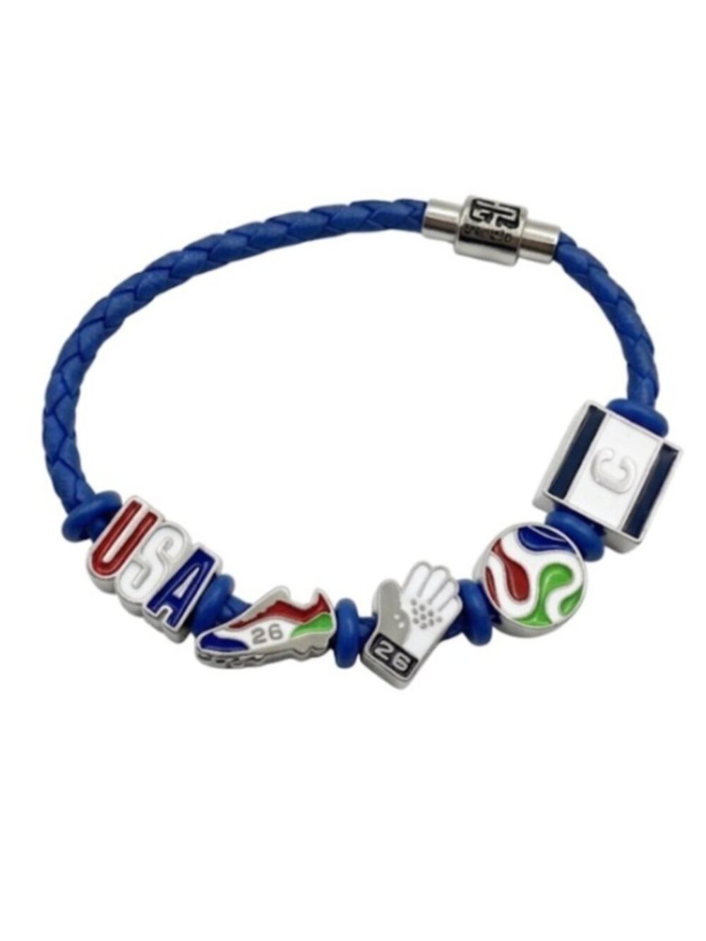 FIFA WORLD CUP 2026 AUTHENTIC USA Braided Cord Beaded Charm Bracelet w/ Backer